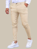 Stanisław | Męskie elastyczne chinosy o kroju skinny fit, nowoczesne, zwężane spodnie | Rokishi | Beżowy