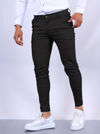 Stanisław | Męskie elastyczne chinosy o kroju skinny fit, nowoczesne, zwężane spodnie | Rokishi | Beżowy