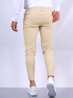 Stanisław | Męskie elastyczne chinosy o kroju skinny fit, nowoczesne, zwężane spodnie | Rokishi | Czarny