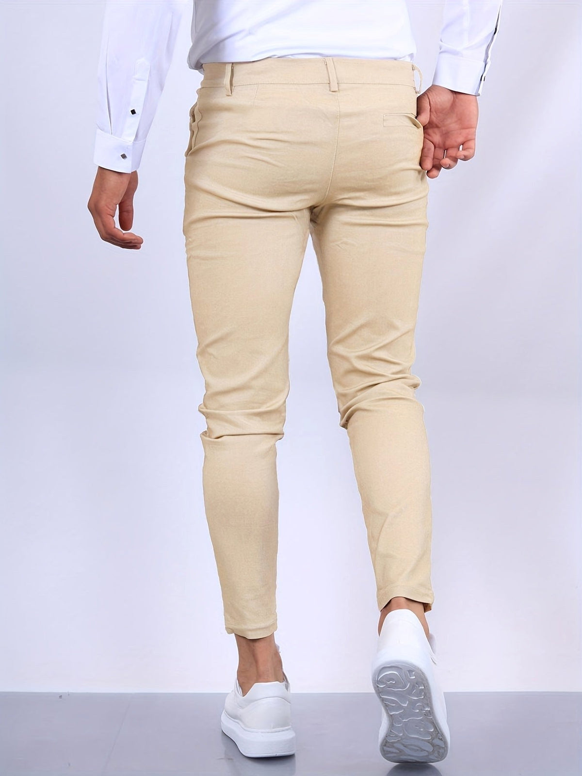 Stanisław | Męskie elastyczne chinosy o kroju skinny fit, nowoczesne, zwężane spodnie | Rokishi | Czarny