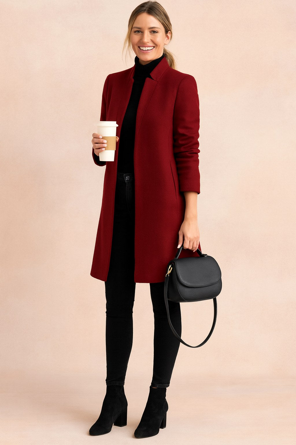 Helena | Damski minimalistyczny, dopasowany płaszcz, lekki płaszcz na co dzień | Rokishi | Khaki