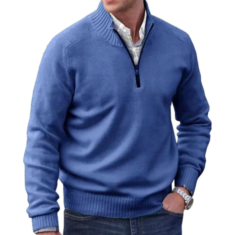 Marek | Męski włoski sweter z zamkiem, elegancki sweter z dzianiny | Rokishi | Fioletowy