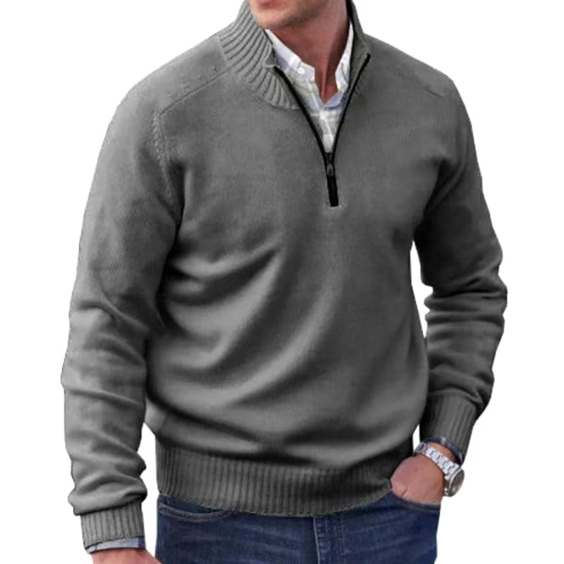 Marek | Męski włoski sweter z zamkiem, elegancki sweter z dzianiny | Rokishi | Fioletowy