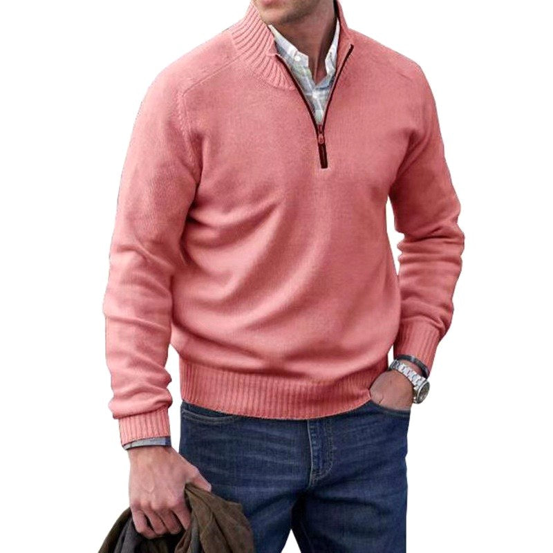 Marek | Męski włoski sweter z zamkiem, elegancki sweter z dzianiny | Rokishi | Fioletowy