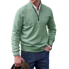 Marek | Męski włoski sweter z zamkiem, elegancki sweter z dzianiny | Rokishi | Niebieski
