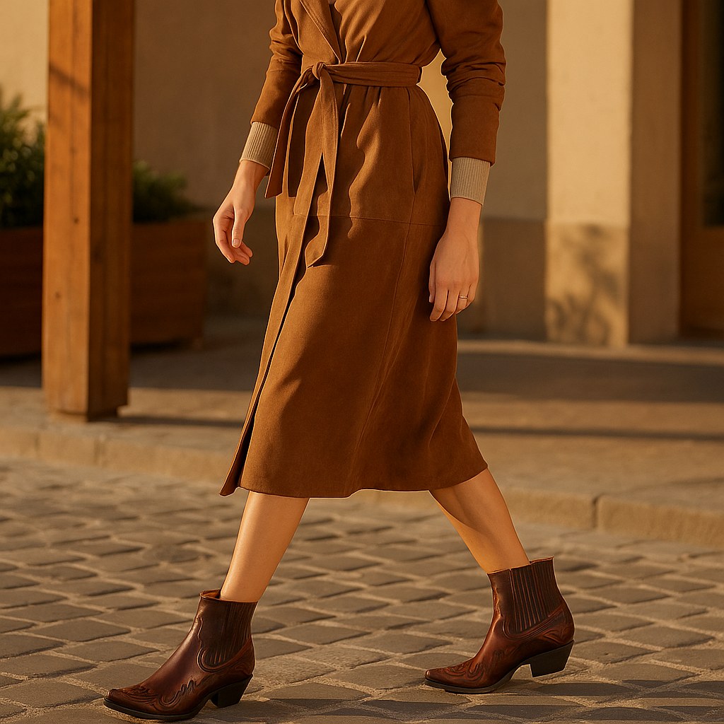 Marta | Damskie skórzane kowbojki, botki w stylu western | Rokishi | Czarny