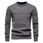 Leon | Męski sweter w kratkę, klasyczny sweter z dzianiny | Rokishi | Jasnoszary