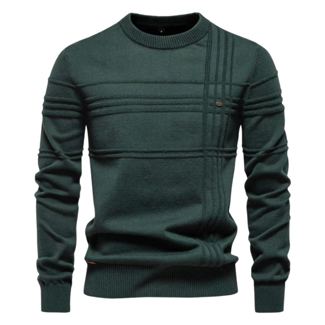 Leon | Męski sweter w kratkę, klasyczny sweter z dzianiny | Rokishi | Jasnoszary