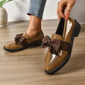 Wiktoria | Damskie buty wsuwane (slip-on) na platformie, z okrągłym noskiem i ozdobnym węzłem | Rokishi