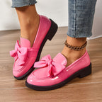 Wiktoria | Damskie buty wsuwane (slip-on) na platformie, z okrągłym noskiem i ozdobnym węzłem | Rokishi