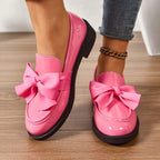 Wiktoria | Damskie buty wsuwane (slip-on) na platformie, z okrągłym noskiem i ozdobnym węzłem | Rokishi