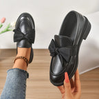 Wiktoria | Damskie buty wsuwane (slip-on) na platformie, z okrągłym noskiem i ozdobnym węzłem | Rokishi