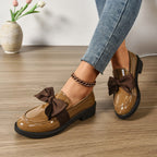 Wiktoria | Damskie buty wsuwane (slip-on) na platformie, z okrągłym noskiem i ozdobnym węzłem | Rokishi