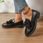 Wiktoria | Damskie buty wsuwane (slip-on) na platformie, z okrągłym noskiem i ozdobnym węzłem | Rokishi