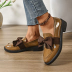 Wiktoria | Damskie buty wsuwane (slip-on) na platformie, z okrągłym noskiem i ozdobnym węzłem | Rokishi