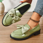 Wiktoria | Damskie buty wsuwane (slip-on) na platformie, z okrągłym noskiem i ozdobnym węzłem | Rokishi