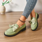 Wiktoria | Damskie buty wsuwane (slip-on) na platformie, z okrągłym noskiem i ozdobnym węzłem | Rokishi
