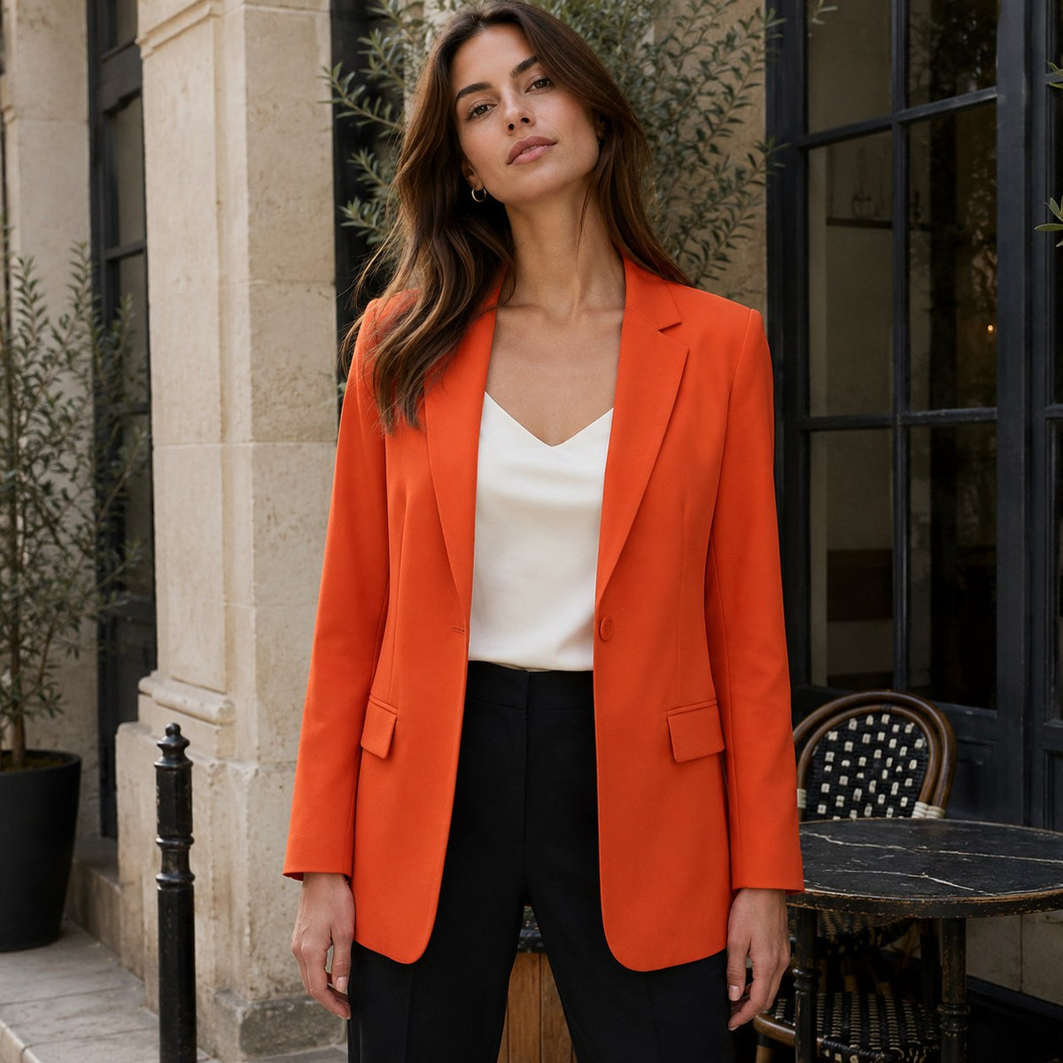 Elżbieta | Damski dopasowany blazer, taliowana marynarka strukturalna | Rokishi | Czerwony