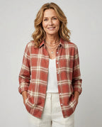 Paulina | Damska koszula flanelowa w kratę, bawełniana koszula regular fit | Rokishi