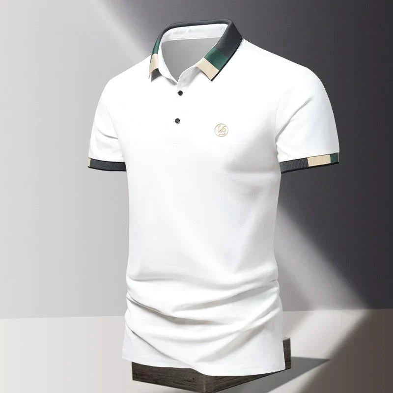 Robert | Męska koszulka polo z kontrastowym kołnierzykiem w stylu smart casual | Rokishi