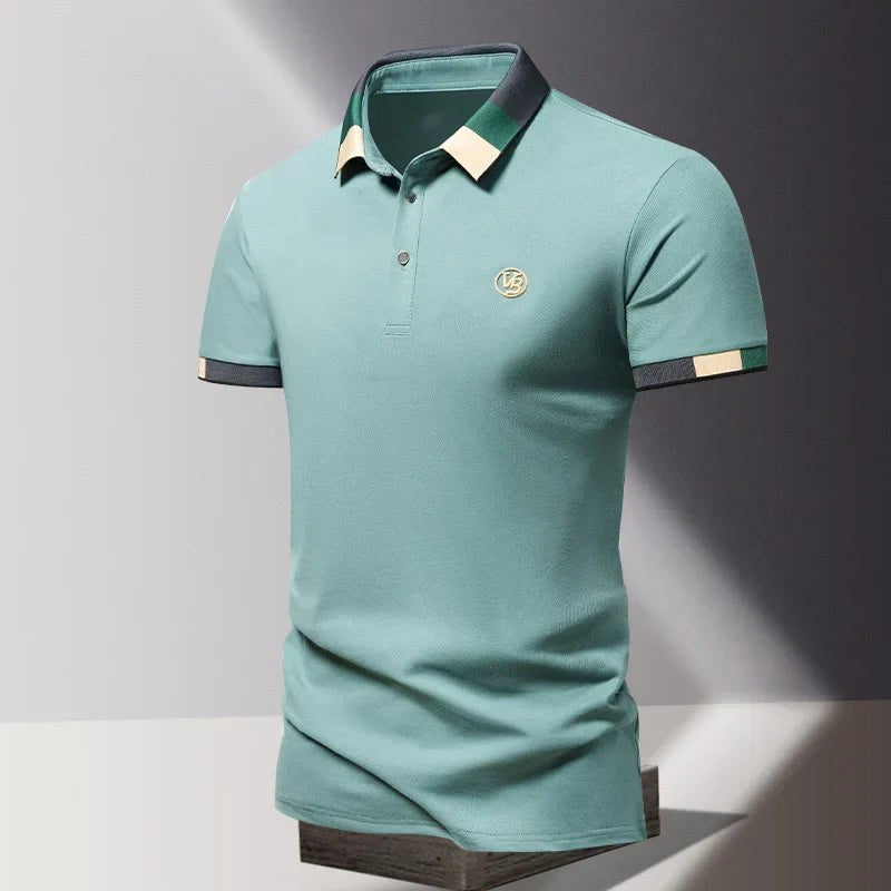 Robert | Męska koszulka polo z kontrastowym kołnierzykiem w stylu smart casual | Rokishi