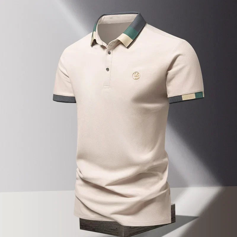 Robert | Męska koszulka polo z kontrastowym kołnierzykiem w stylu smart casual | Rokishi