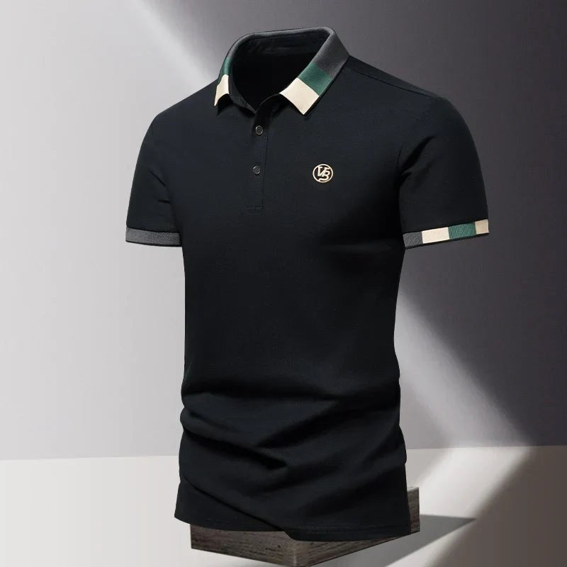 Robert | Męska koszulka polo z kontrastowym kołnierzykiem w stylu smart casual | Rokishi