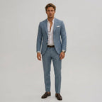 Seweryn | Męski garnitur dwuczęściowy slim fit, lniany garnitur w kolorze oliwkowym | Rokishi