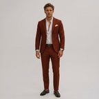 Seweryn | Męski garnitur dwuczęściowy slim fit, lniany garnitur w kolorze oliwkowym | Rokishi