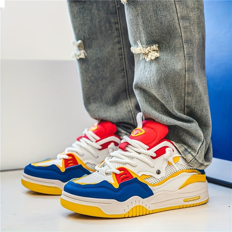Ryszard | Męskie buty sportowe z geometrycznym wzorem, sznurowane buty z bieżnikowaną podeszwą | Rokishi | Szary