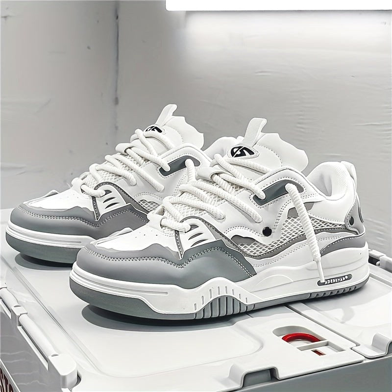 Ryszard | Męskie buty sportowe z geometrycznym wzorem, sznurowane buty z bieżnikowaną podeszwą | Rokishi | Czarny