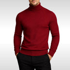 Damian | Męski sweter z golfem z cienkiej dzianiny, klasyczny sweter jesienny | Rokishi | Czarny