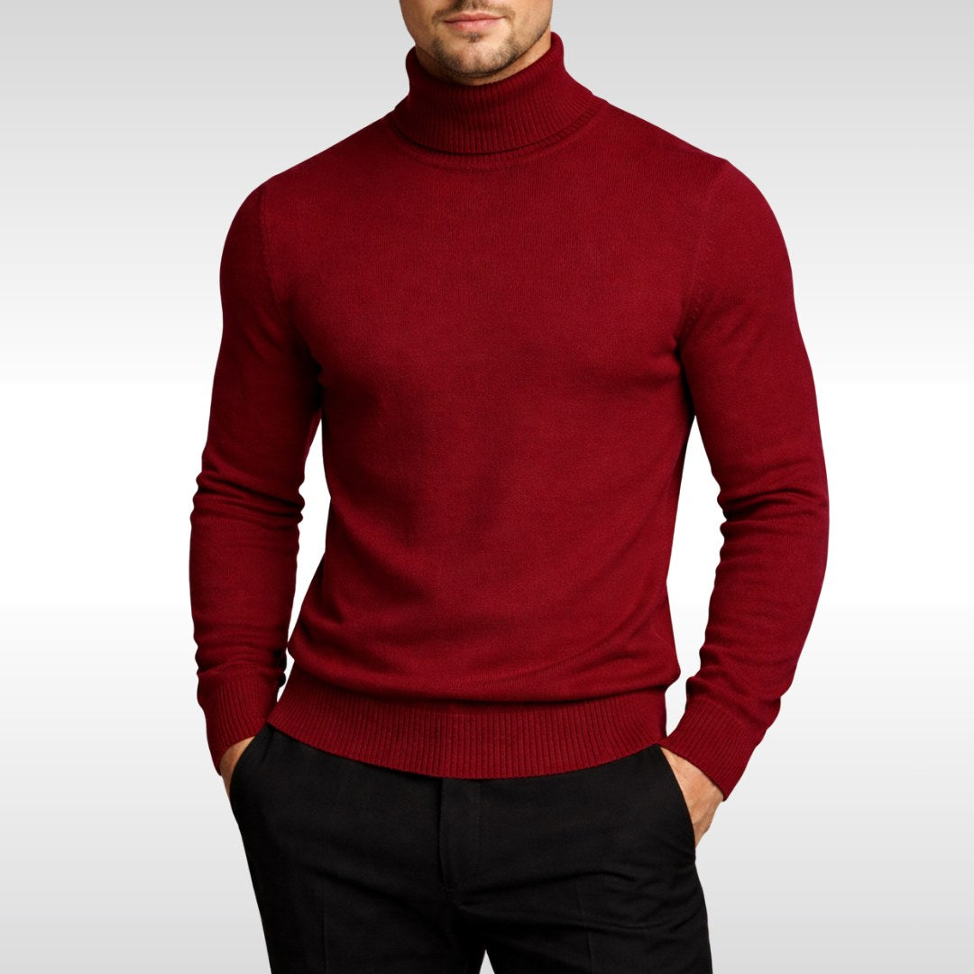 Damian | Męski sweter z golfem z cienkiej dzianiny, klasyczny sweter jesienny | Rokishi | Czarny