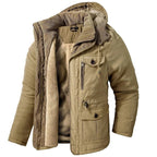 Oskar | Męska kurtka, ochrona przed wiatrem, ocieplany fason | Rokishi | Khaki