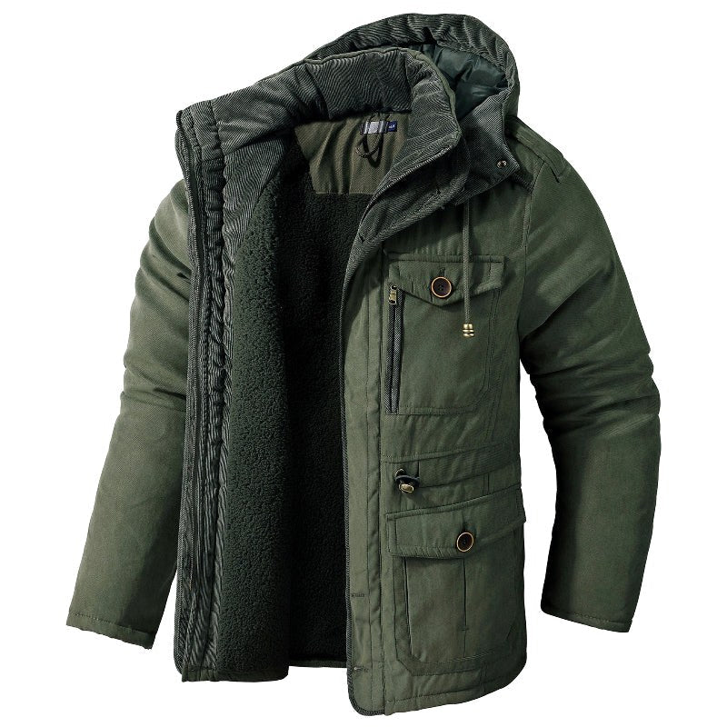 Oskar | Męska kurtka, ochrona przed wiatrem, ocieplany fason | Rokishi | Khaki