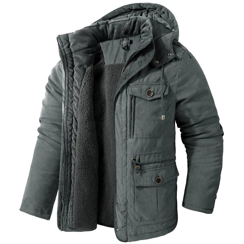 Oskar | Męska kurtka, ochrona przed wiatrem, ocieplany fason | Rokishi | Khaki
