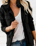 Zofia | Damska strukturalna kurtka typu utility, kurtka smart casual | Rokishi | Czarny