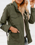 Zofia | Damska strukturalna kurtka typu utility, kurtka smart casual | Rokishi | Czarny
