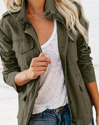 Zofia | Damska strukturalna kurtka typu utility, kurtka smart casual | Rokishi | Czarny