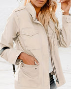 Zofia | Damska strukturalna kurtka typu utility, kurtka smart casual | Rokishi | Zielony