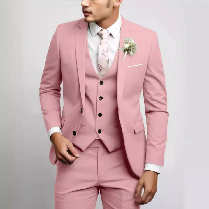 Wacław | Męski garnitur dla gości weselnych w kroju slim fit, garnitur trzyczęściowy | Rokishi | Czarny