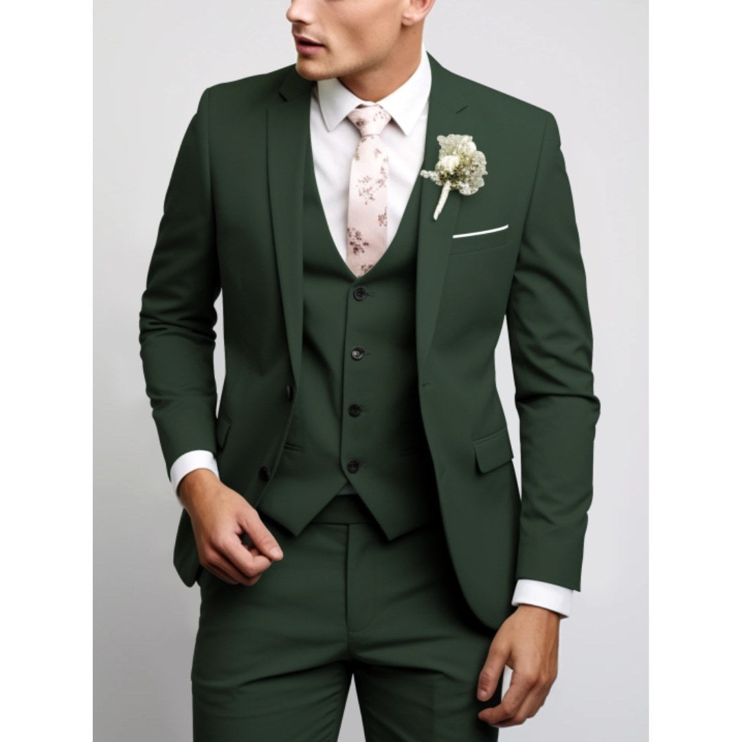 Wacław | Męski garnitur dla gości weselnych w kroju slim fit, garnitur trzyczęściowy | Rokishi | Czarny
