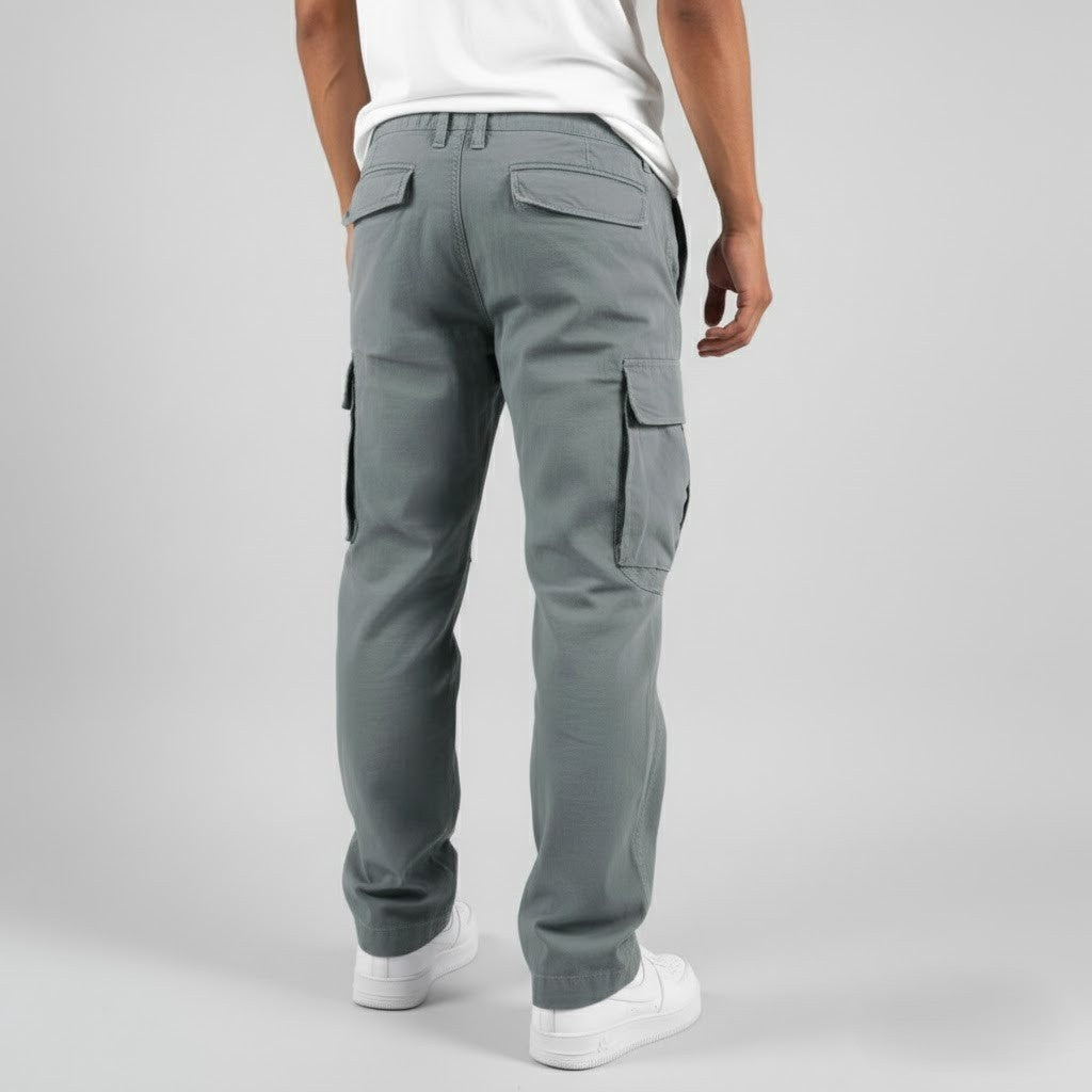 Nikodem | Męskie luźne spodnie cargo, spodnie streetwear z kieszeniami bocznymi | Rokishi | Brązowy
