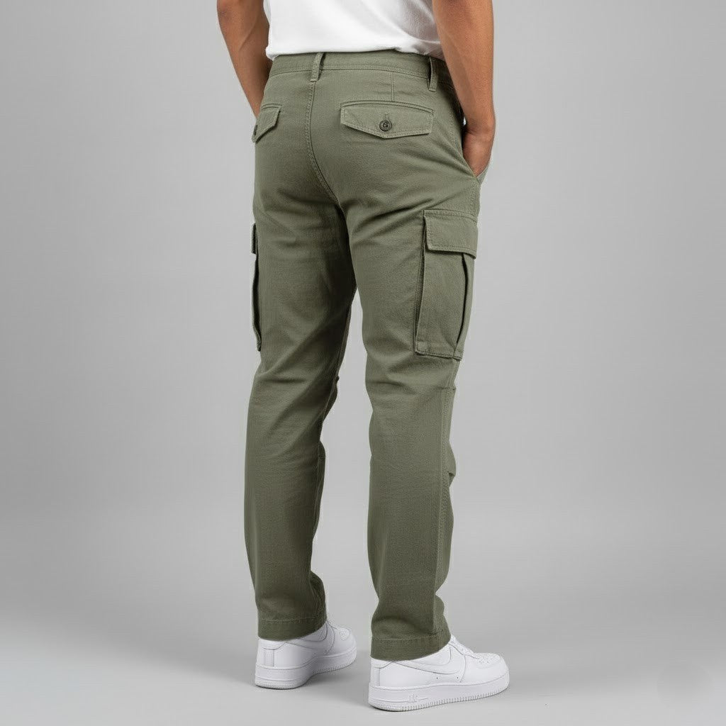 Nikodem | Męskie luźne spodnie cargo, spodnie streetwear z kieszeniami bocznymi | Rokishi | Brązowy