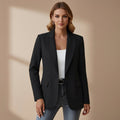 Bianka | Damski dopasowany blazer z mieszanki bawełny, elegancka marynarka z kołnierzem z klapami | Rokishi | Czarny