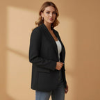Bianka | Damski dopasowany blazer z mieszanki bawełny, elegancka marynarka z kołnierzem z klapami | Rokishi | Czerwony