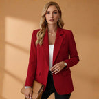 Bianka | Damski dopasowany blazer z mieszanki bawełny, elegancka marynarka z kołnierzem z klapami | Rokishi | Czarny