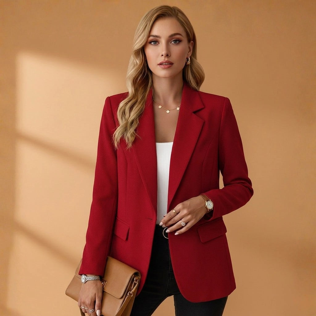 Bianka | Damski dopasowany blazer z mieszanki bawełny, elegancka marynarka z kołnierzem z klapami | Rokishi | Czarny