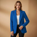 Bianka | Damski dopasowany blazer z mieszanki bawełny, elegancka marynarka z kołnierzem z klapami | Rokishi | Czarny