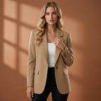 Bianka | Damski dopasowany blazer z mieszanki bawełny, elegancka marynarka z kołnierzem z klapami | Rokishi | Czarny